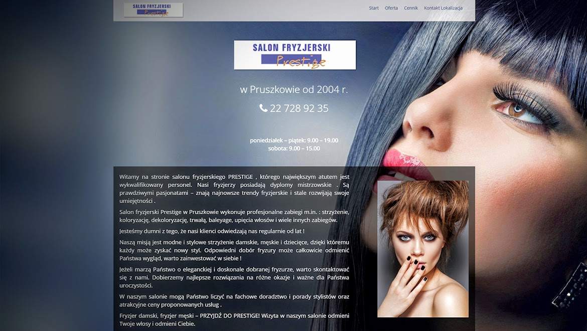 Strona www wykonana dla:  Salon fryzjerski Prestige