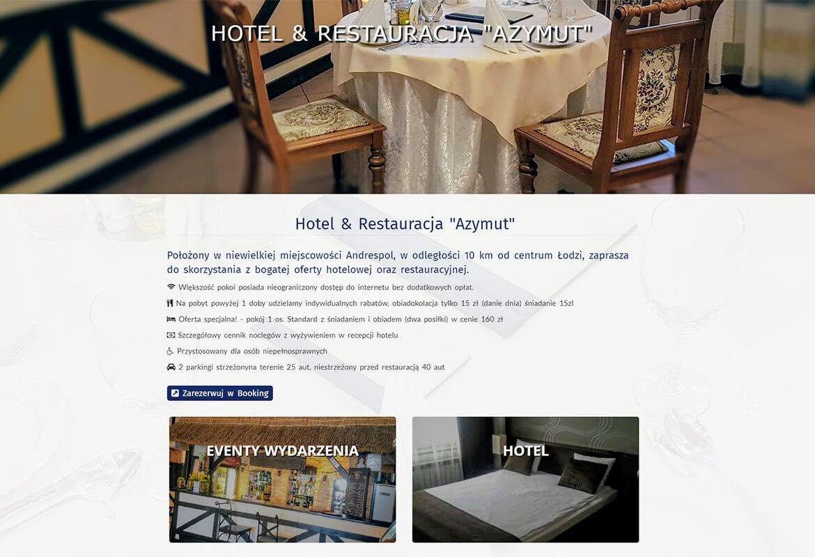Strona www wykonana dla:  Hotel & Restauracja Azymut
