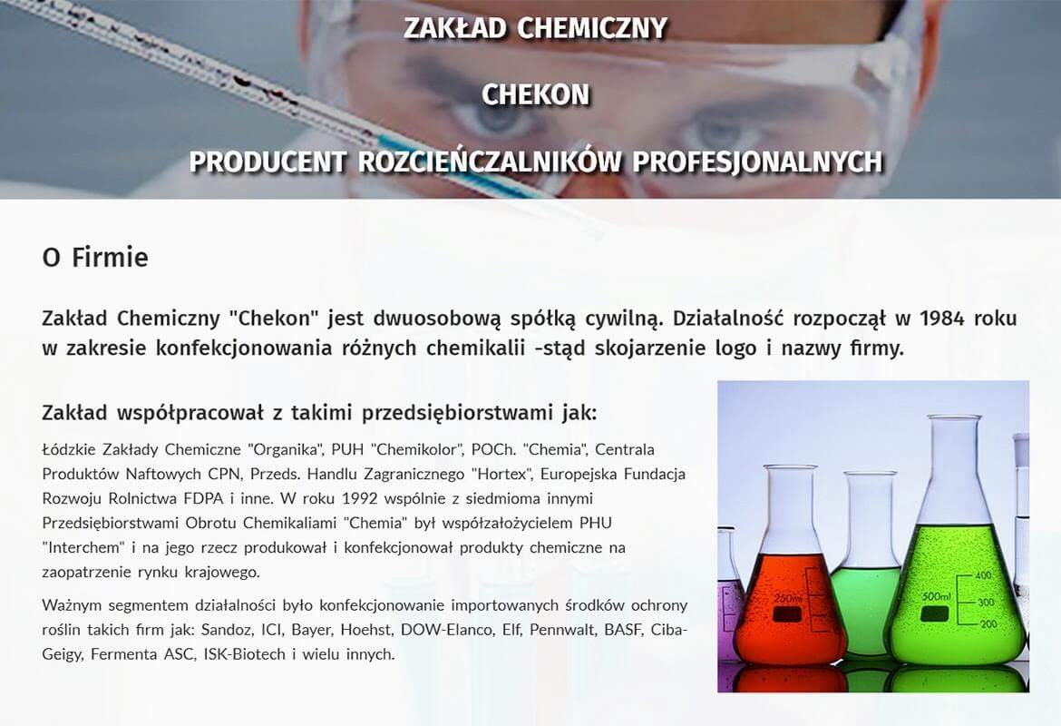 Strona www wykonana dla:  Zakład Chemiczny CHEKON
