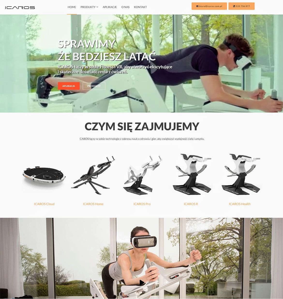 Strona internetowa dla: ICAROS Polska VR fitness