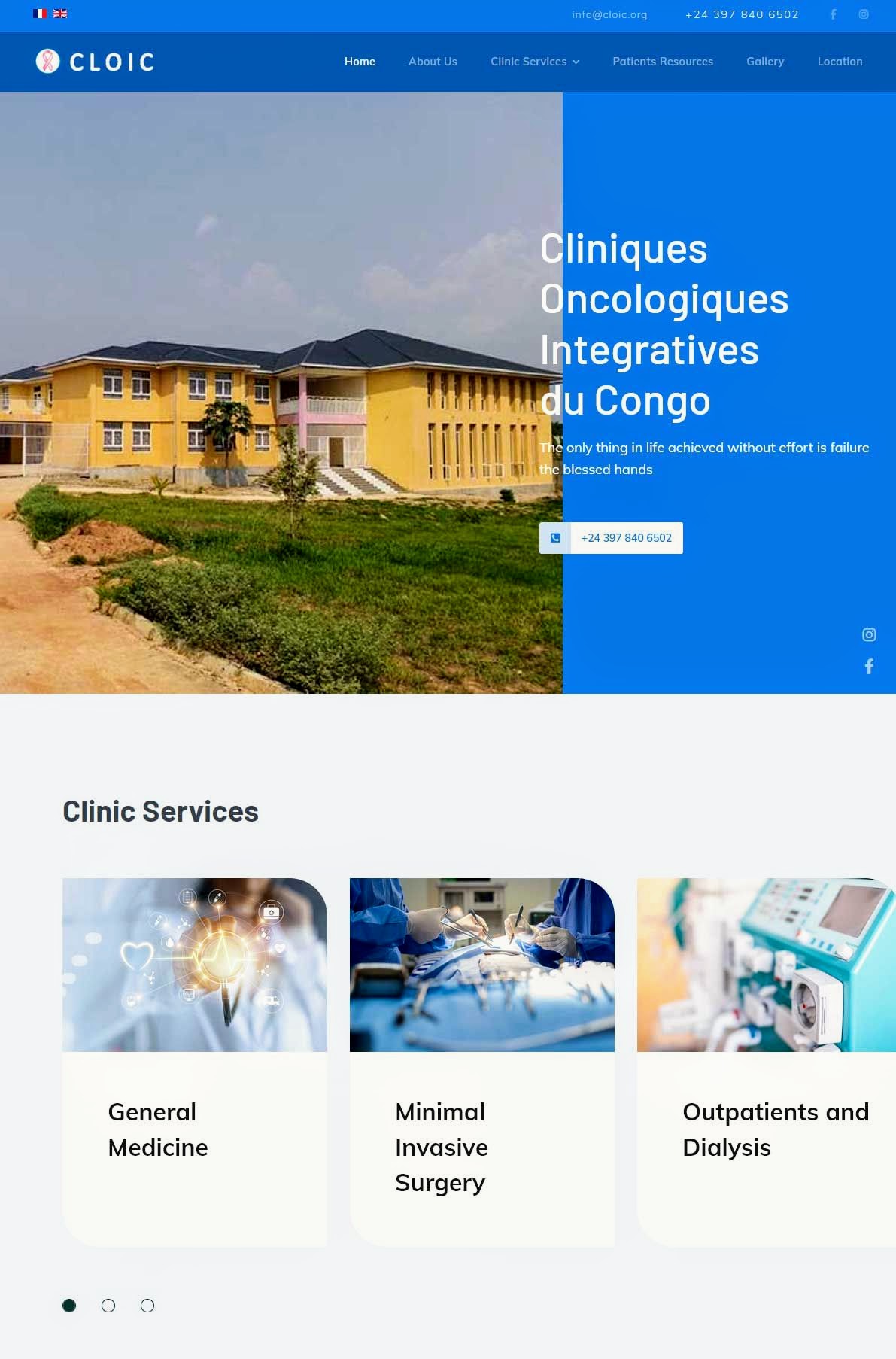 Strona internetowa wykonana dla:  Cliniques Oncologiques CLOIC