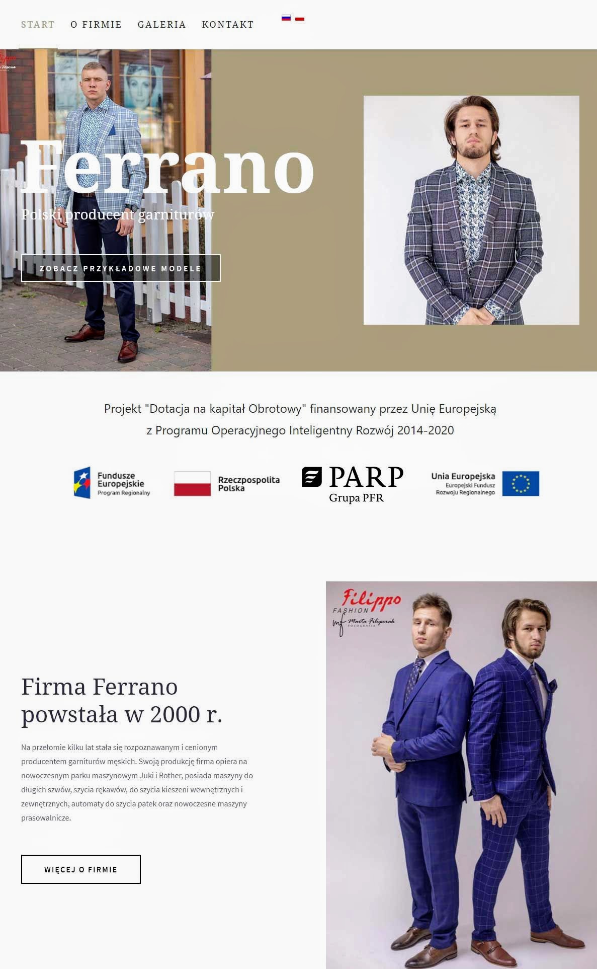 Strona internetowa wykonana dla:  Producent garniturów - Ferrano