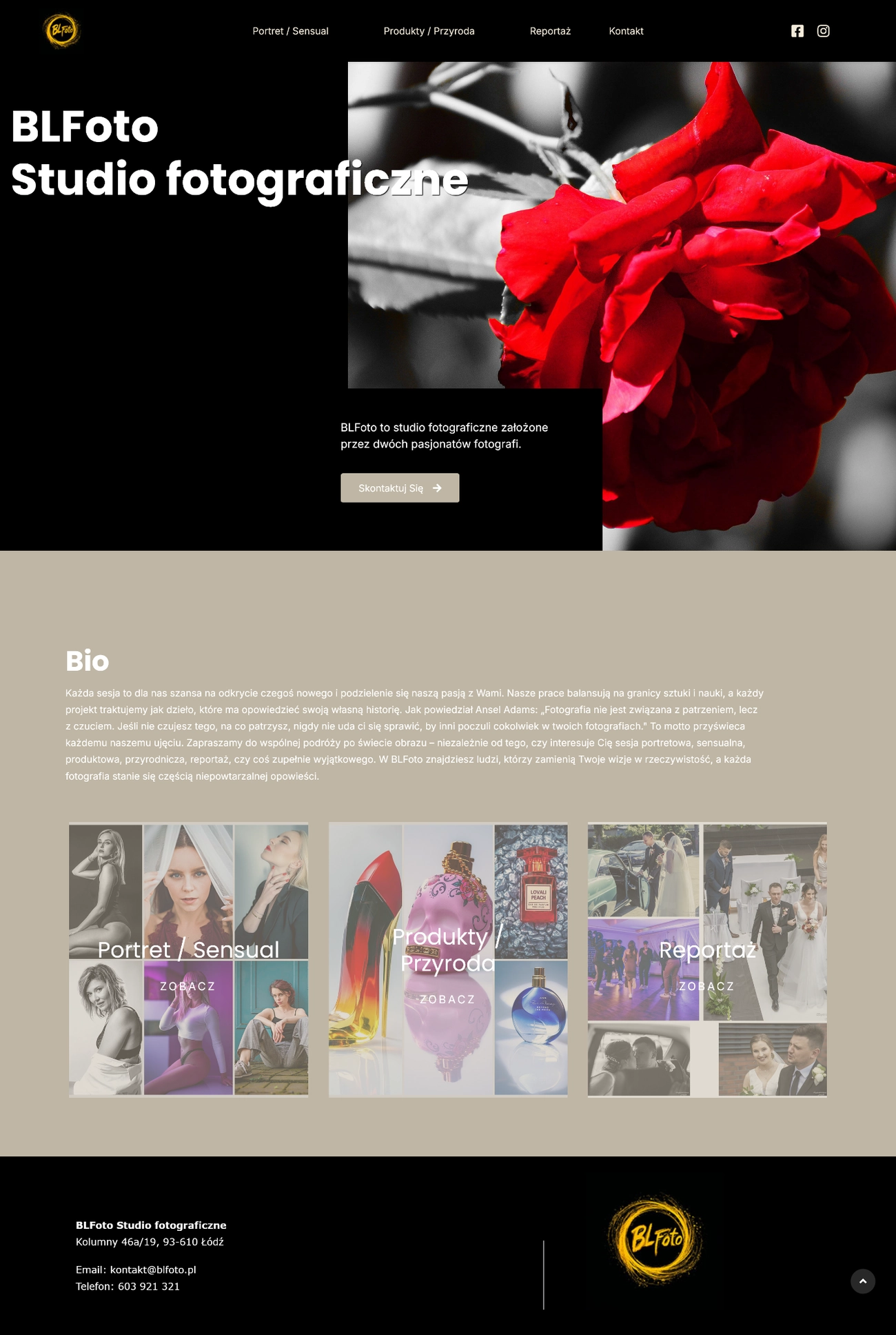 Strona www stworzona dla: BLFoto - studio fotograficzne