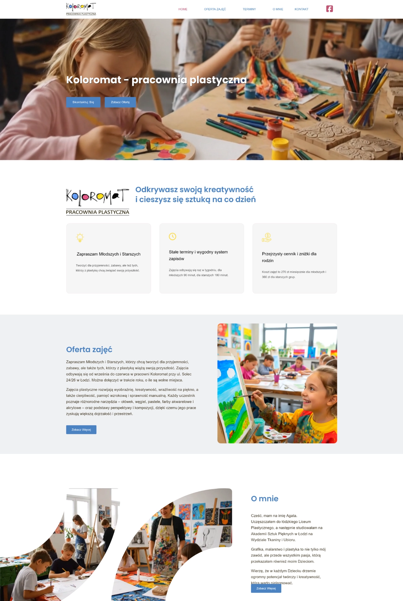 Strona www stworzona dla: Koloromat - pracownia plastyczna