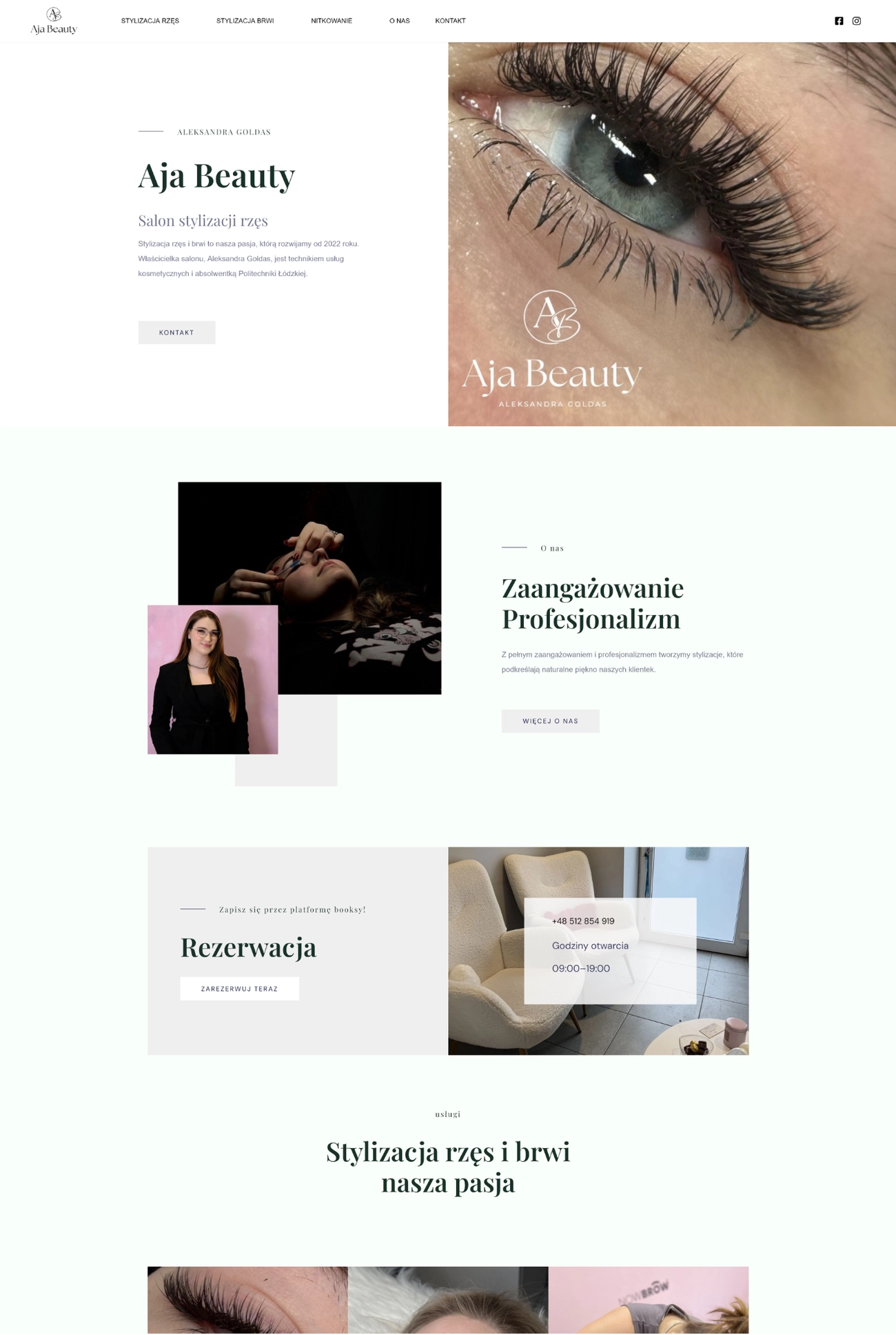 Strona www stworzona dla: Aja Beauty - stylizacja rzęs