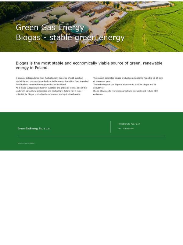 Strona internetowa wykonana dla: Green Gas Energy 