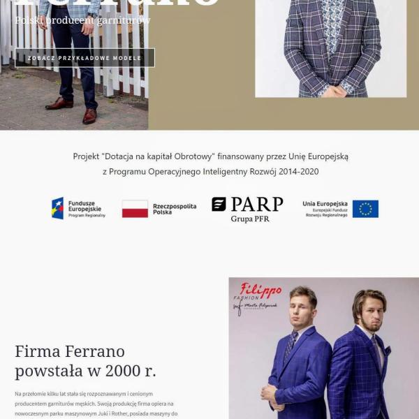 Strona internetowa wykonana dla:  Producent garniturów - Ferrano