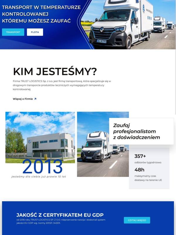 Strona internetowa wykonana dla: TRUST Logistics Sp. z o.o.