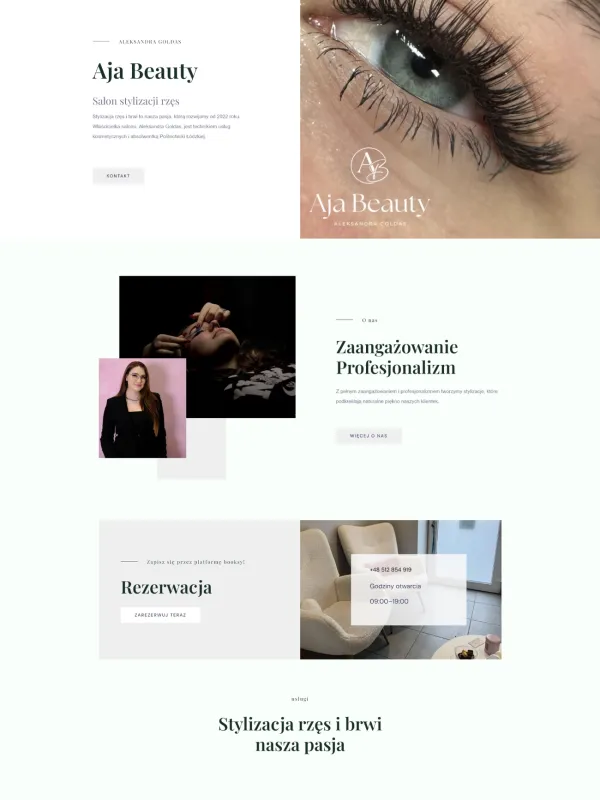 Strona www stworzona dla: Aja Beauty - stylizacja rzęs
