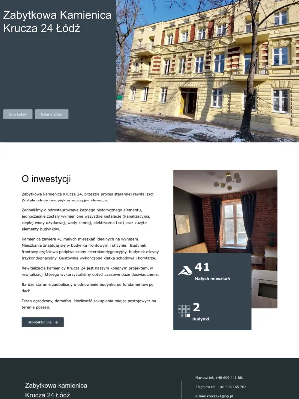 Strona www stworzona dla: Krucza 24 - zabytkowa kamienica