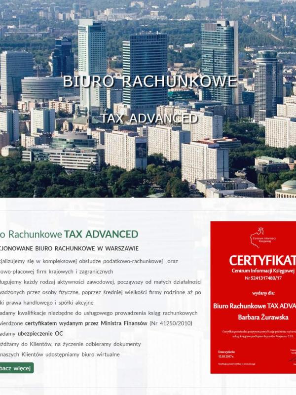 Strona www wykonana dla:  Biuro Rachunkowe TAX ADVANCED