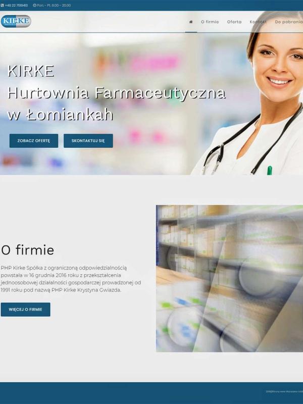 Strona www wykonana dla: KIRKE Hurtownia Farmaceutyczna w Łomiankah