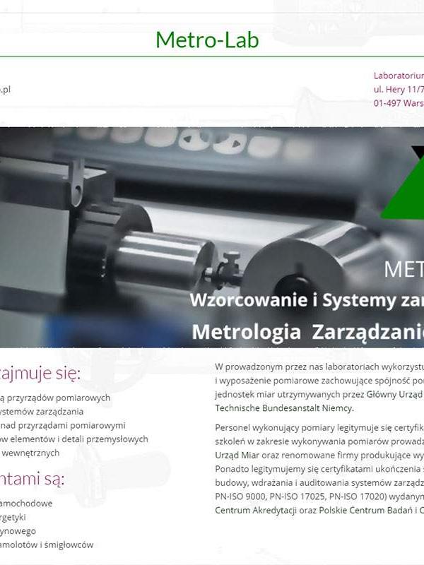 Strona www wykonana dla:  Metro-Lab Wzorcowanie systemy zarządzania