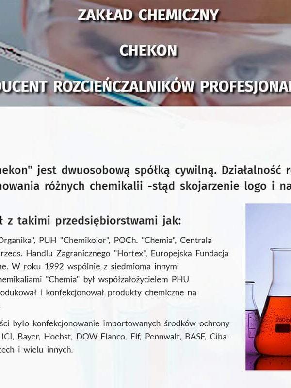 Strona www wykonana dla:  Zakład Chemiczny CHEKON